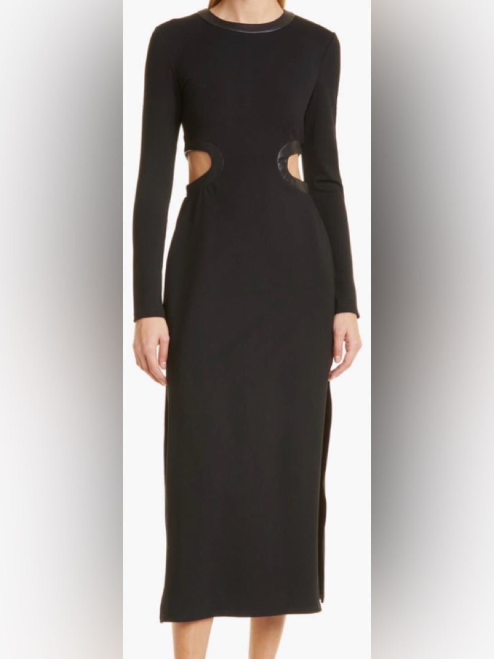 STAUD Dolce Cutout Waist Long Sleeve Dress